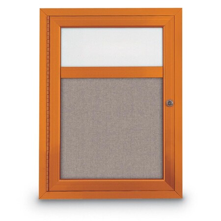 United Visual Products Slim Enclosed Corkboard, 30"x30", Bronze Alum Frame/Cinnabar UVEB3030-BRONZE-CINNABA